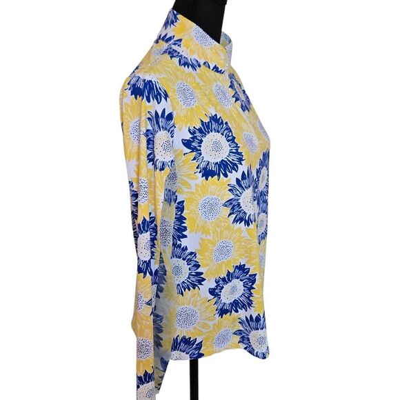 IBKUL Womens Sunflower Print UPF50+ Long Sleeve Athletic Top Yellow Blue Large - Picture 5 of 12
